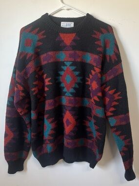 Vintage Alpaca Imports Geometric Pattern Crewneck Sweater